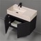 Floating Black Bathroom Vanity, Modern, 32